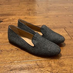 J.Crew Addie Herringbone Loafers in Ivory Black Herringbone